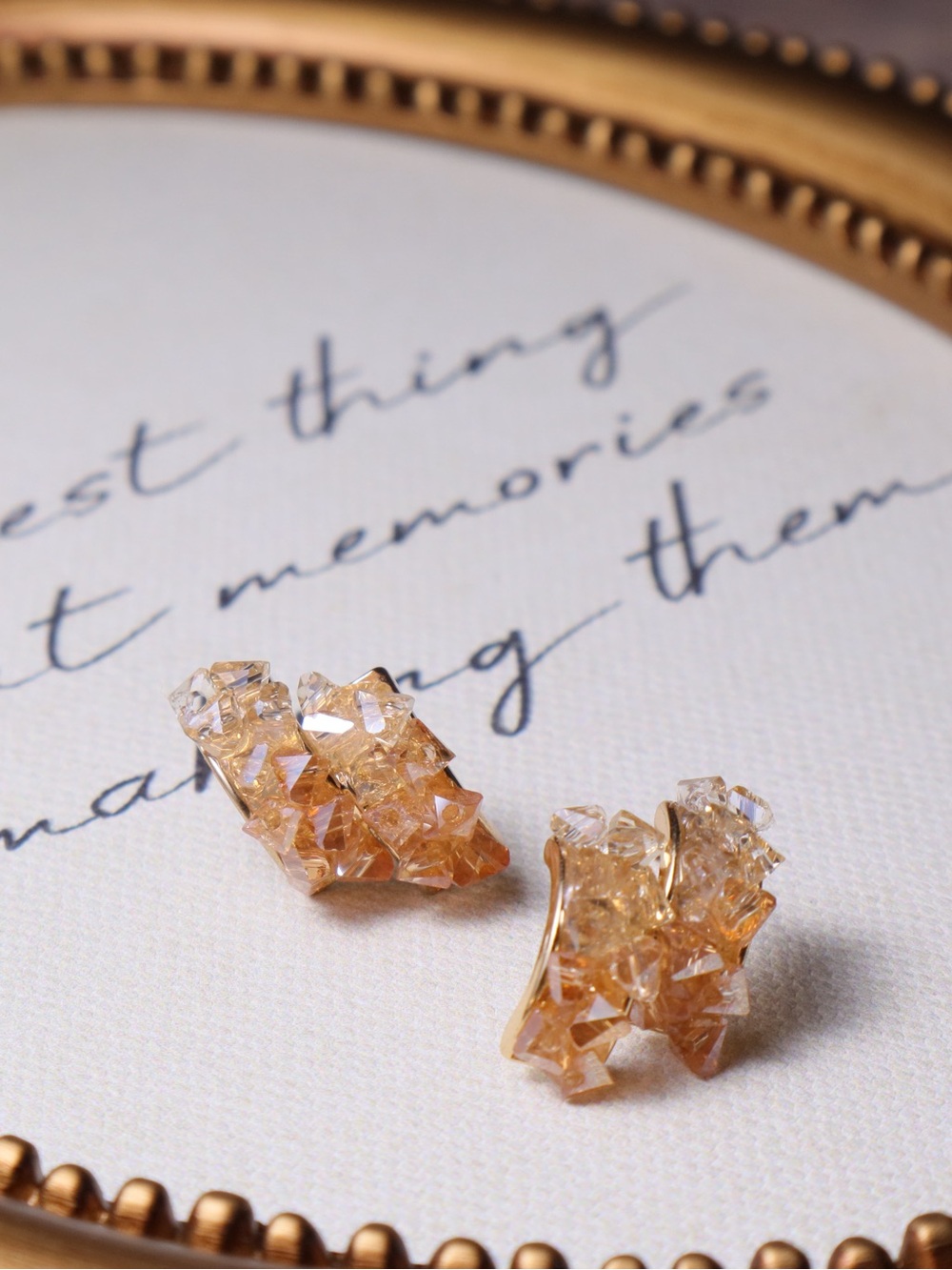 Champagne Crystal Stud Earrings | Silver Posts